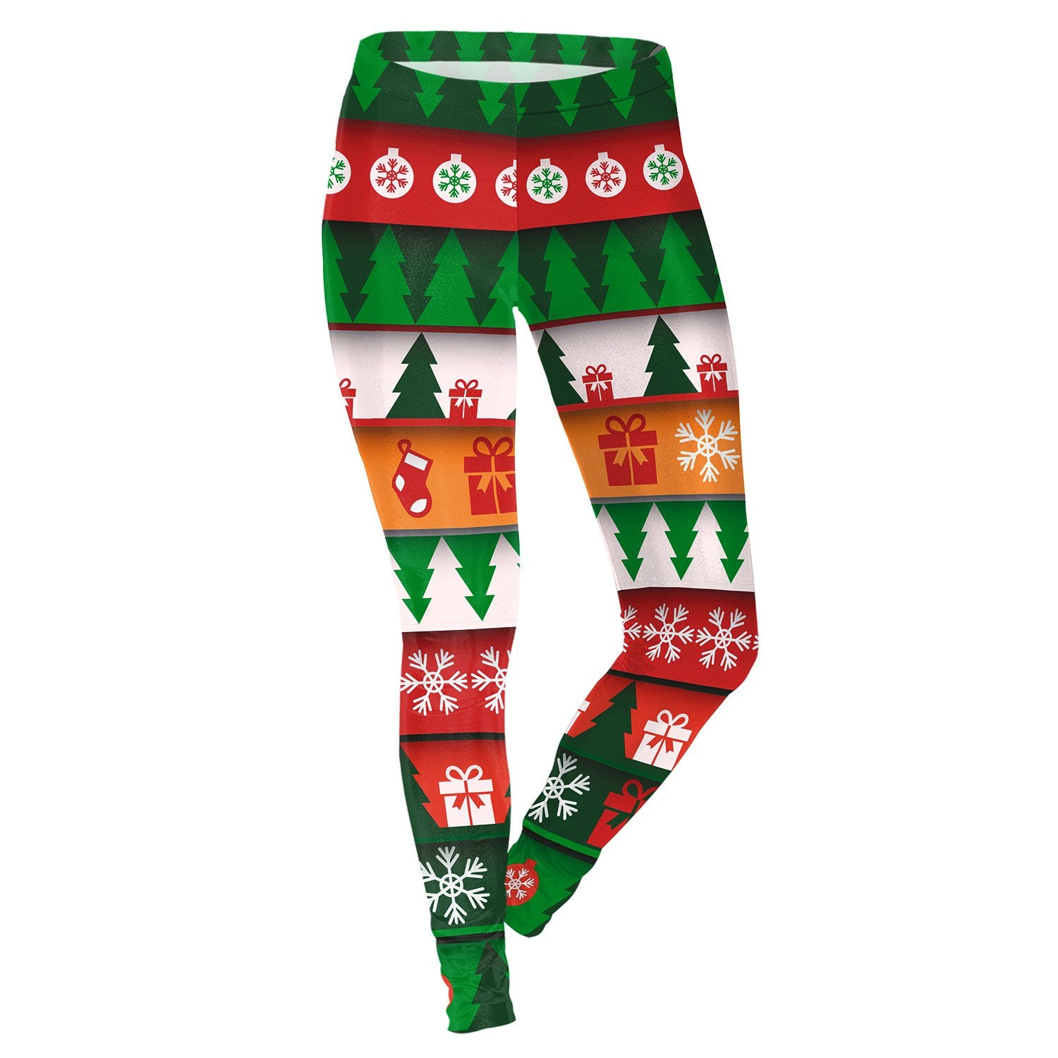 Colorful Digital Print Medium Waist Women Christmas Party Leggings Pants