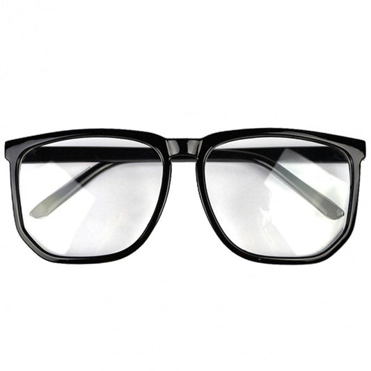 Oversized Tortoise Shell Retro Nerd Geek Black Clear Lens Plain Glasses