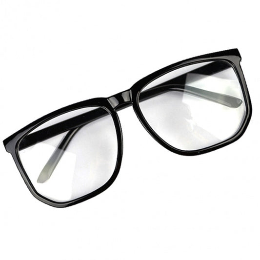 Oversized Tortoise Shell Retro Nerd Geek Black Clear Lens Plain Glasses
