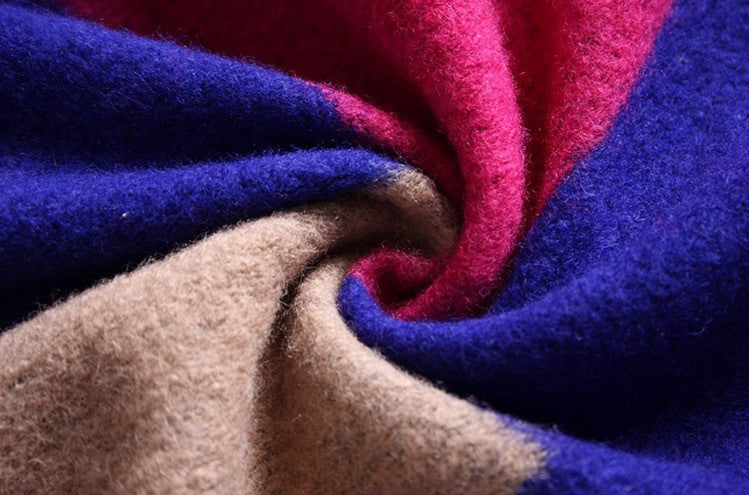 Splicing Plaid Long Woolen Coat - Meet Yours Fashion - 7