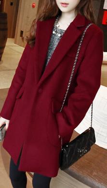 Lapel Slim Casual Long Sleeves Knee-length Thick Woolen Coat