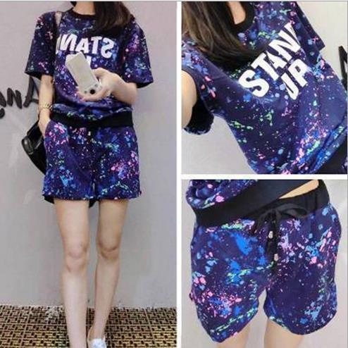 Flower Print Plus Size T-shirt with Shorts Casual Sport Suits - Meet Yours Fashion - 1