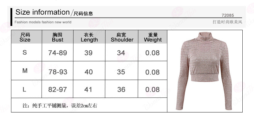 Transparent High Neck Pure Color Long Sleeves Crop Top