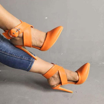 Orange Closed Toe Buckle Sandals