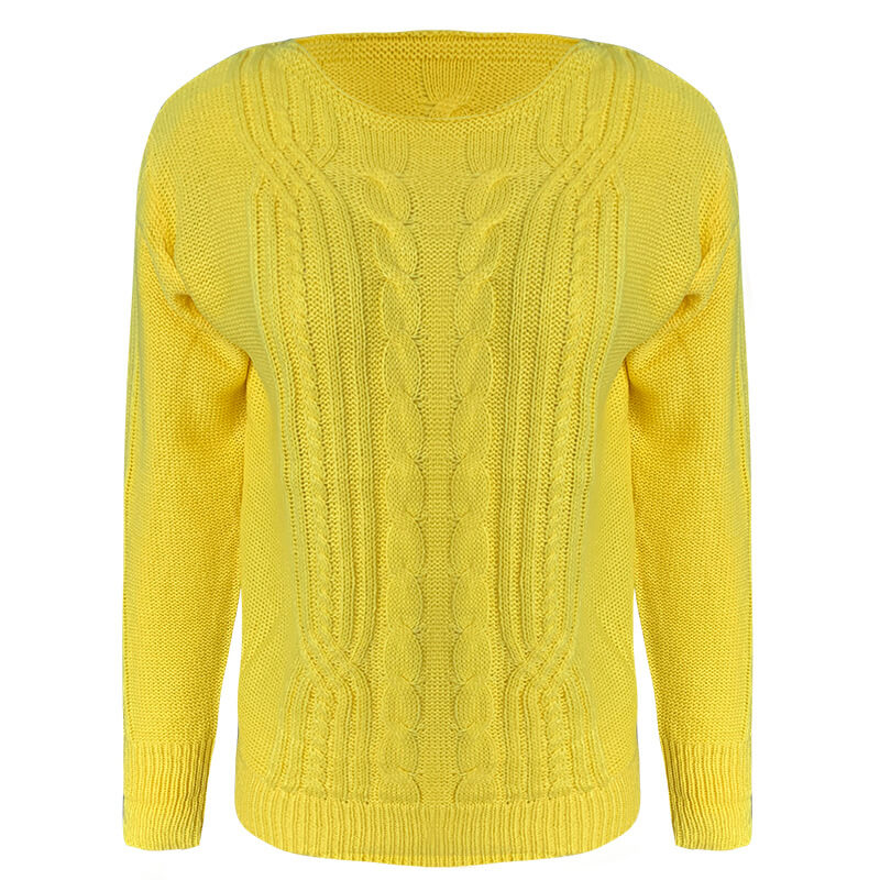 Solid Cable Knitted Pullover Sweater