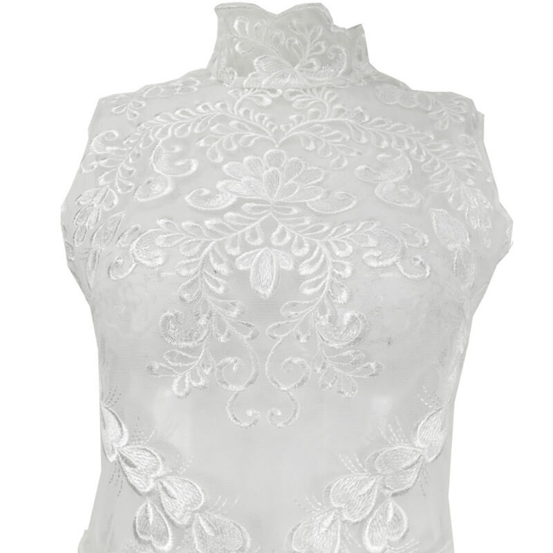 White Lace Sleeveless Bridesmaid Dress