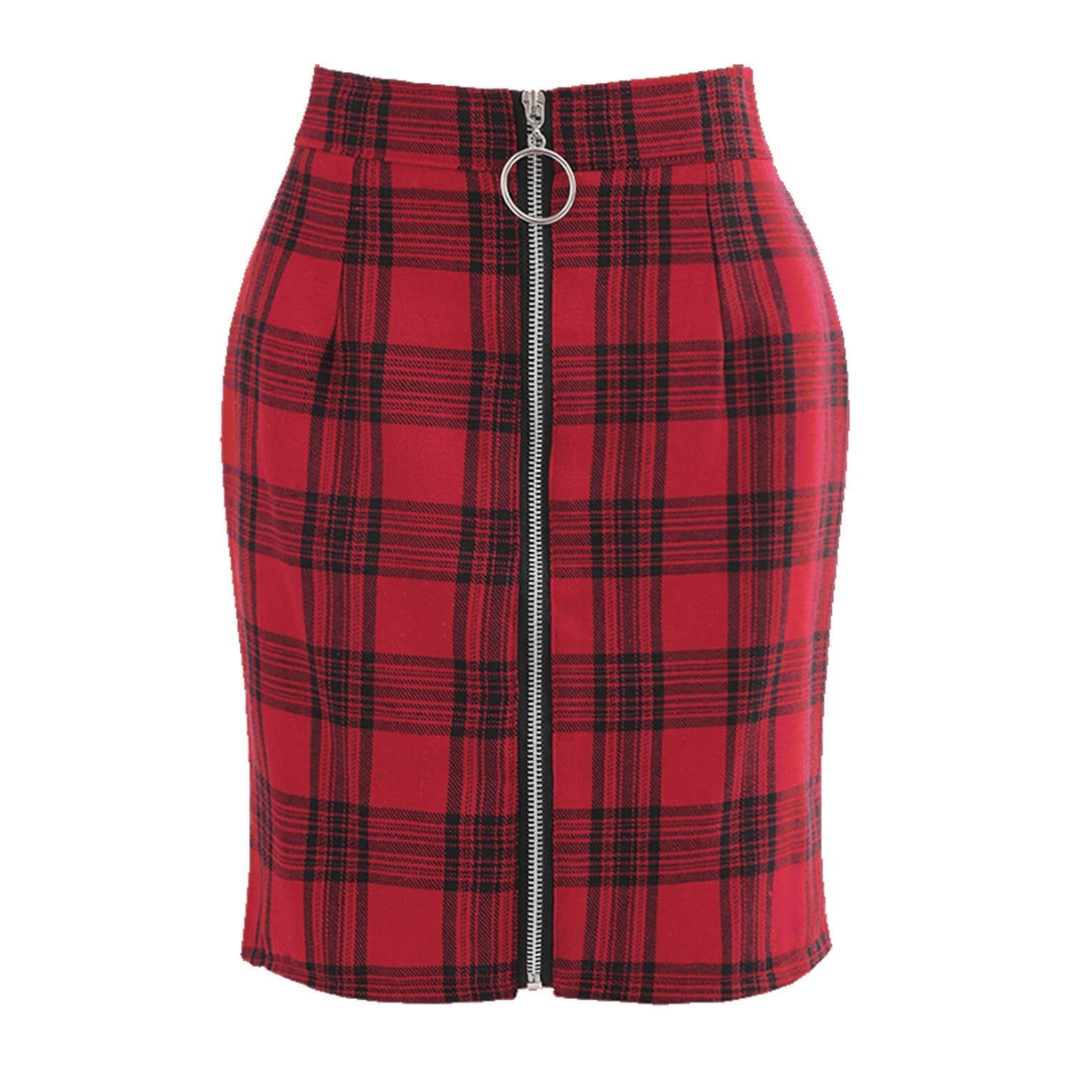 Fashion Plaid High Waist Zipper Bodycon Mini Skirts