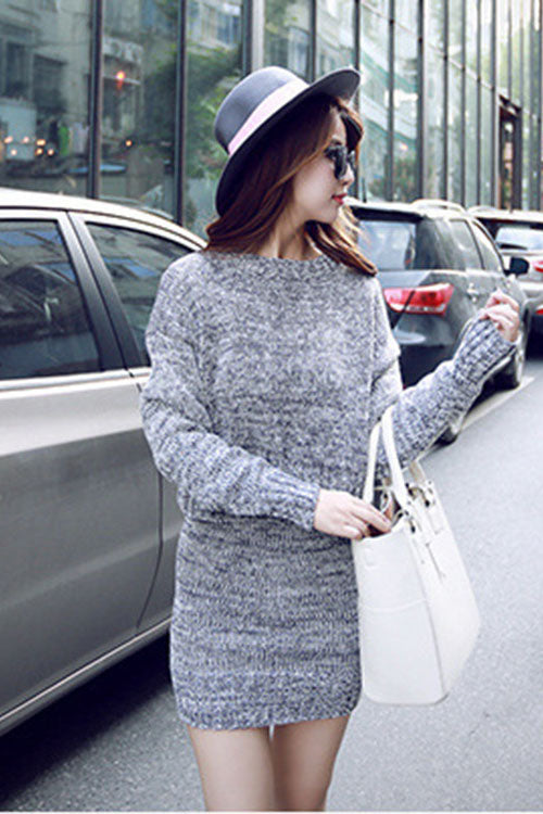 Pullover Short Sweater with Short Knit Skirt Two Pieces Set
