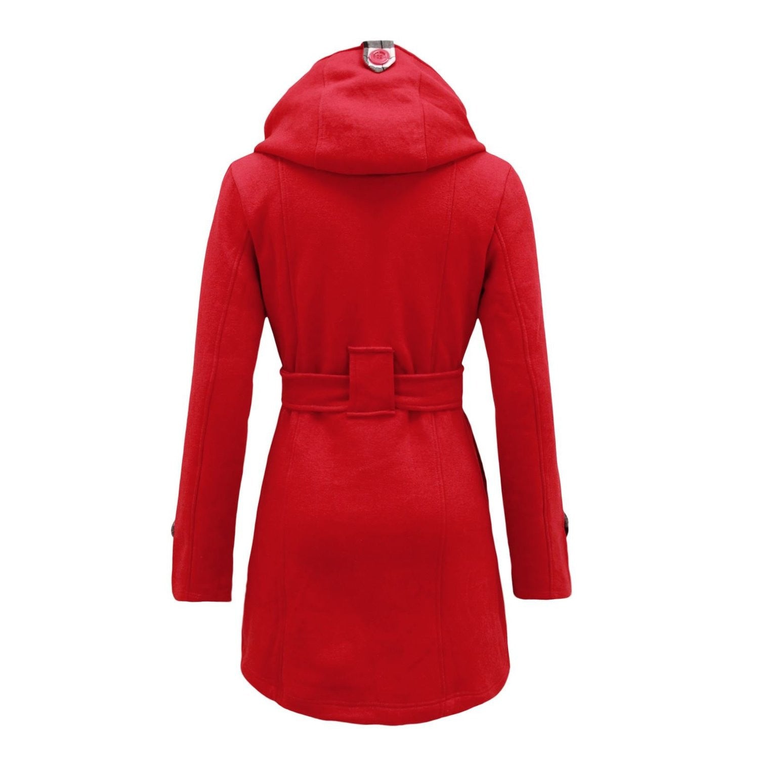 Plus Size Double Breasted Long with Belt Hooded Coat - MeetYoursFashion - 11