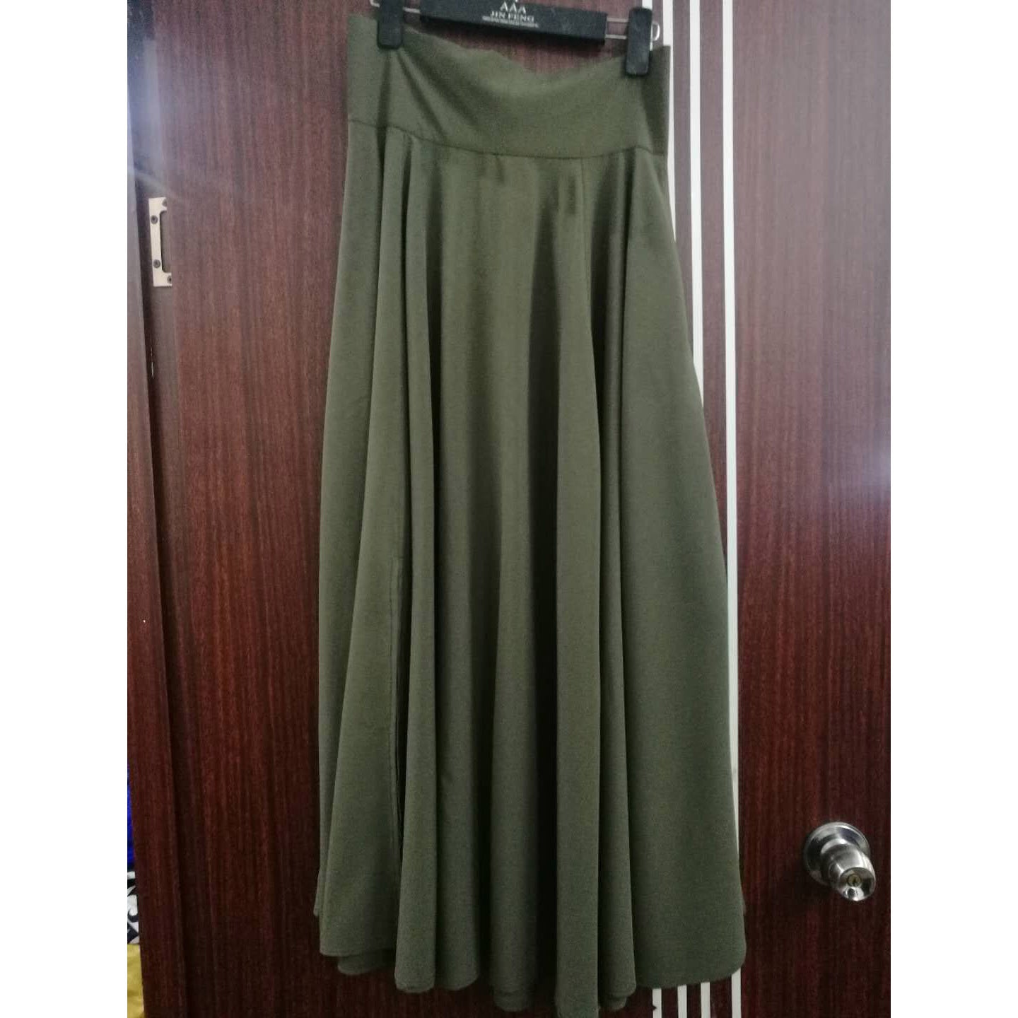 Back Straps Bowknot High Waist Long Swing Skirt with Pockets