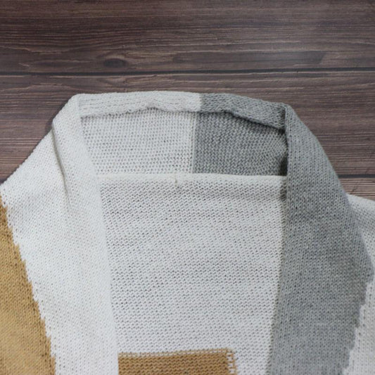 Colorblock Long Knit Cardigan Sweater