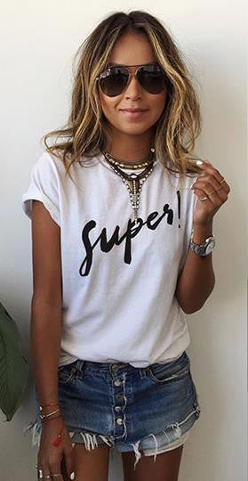 Short Sleeves Letter Print Scoop Casual T-shirt - Meet Yours Fashion - 2