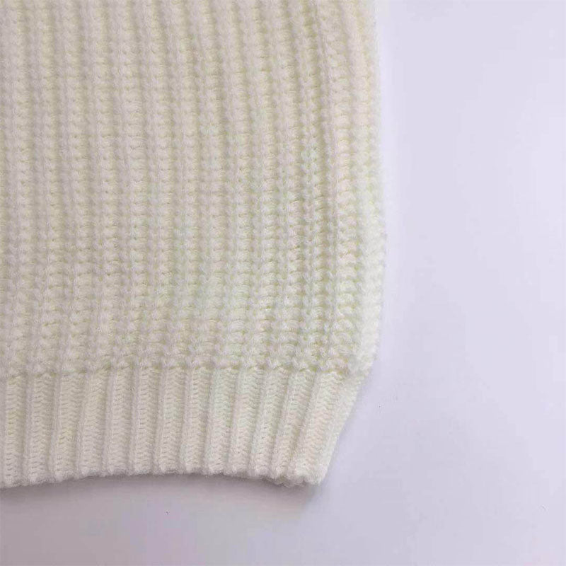 Oversized V Neck Pure Color Knit Sweater