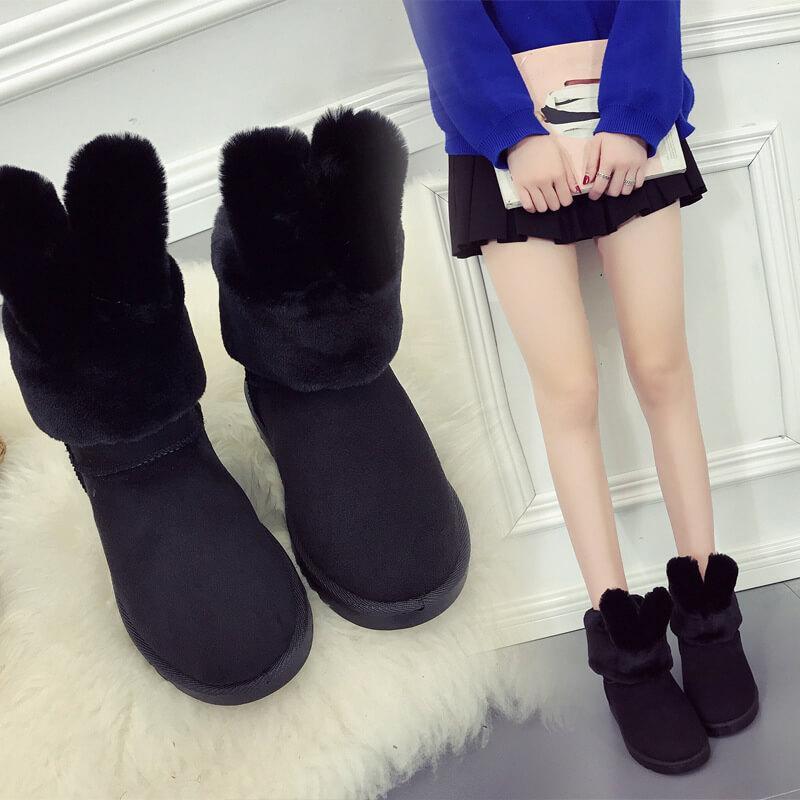 Snow Fur Cute Leather Boots