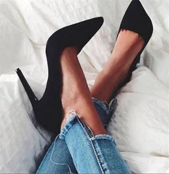 Work Point Toe Ankle Leather Sexy Pumps