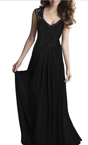 Hollow Lace Patchwork Scoop Evening Party Dress - Meet Yours Fashion - 3
