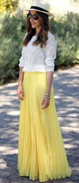 Pure Color Chiffon Pleated Big Long Skirt - Meet Yours Fashion - 7
