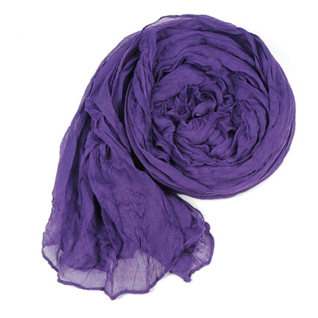 Long Crinkle Scarf Wraps Soft Shawl Stole Pure Color - MeetYoursFashion - 8