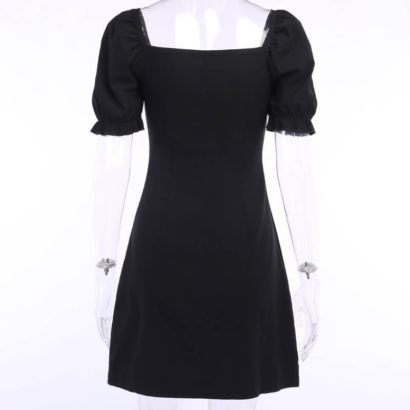 Puff Sleeve Square Neck Tight Dress