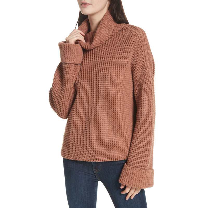 Loose Knitted Women's Sweater Pullover Thickened Solid-Color Underwear Knitwear
