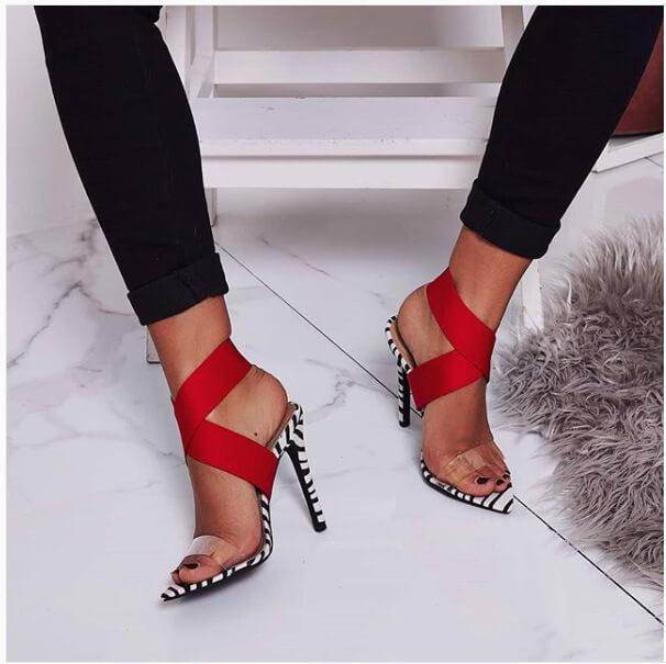 Leopard High Heel Point Toe Party Sandals