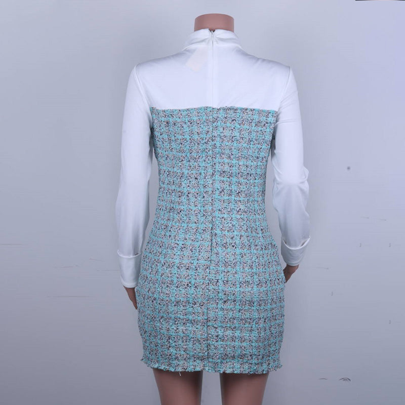 Elegant Long Sleeve Bodycon Patchwork Pocket Shirt Dress