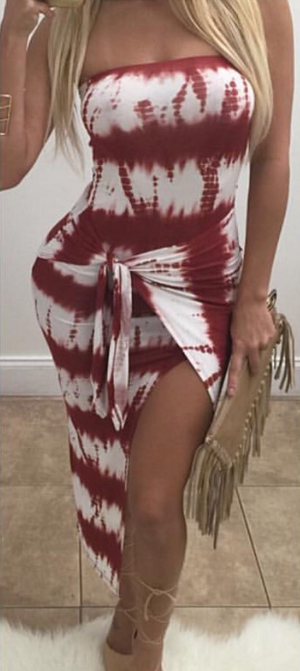 Sexy Striped Bandage Bodycon Split Irregular Club Dress - Meet Yours Fashion - 2