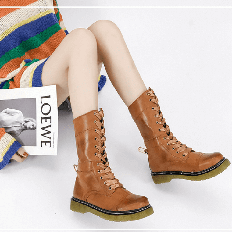 Military Ankle Boots Lace Up Boots 