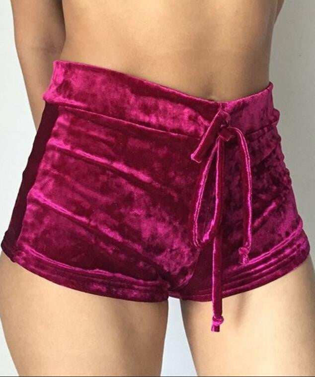 Candy Color Flannel Draped Draw String Sports Shorts