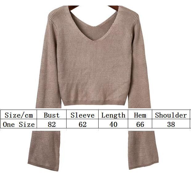 Sexy Khaki Long Sleeve Crop Top Sweater
