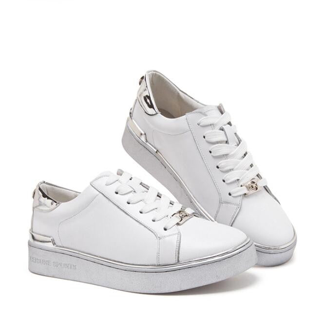 Classic Lace Up Flat White Sneakers