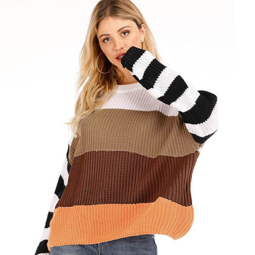 Crewneck Colorblock Wide Sleeve Sweater