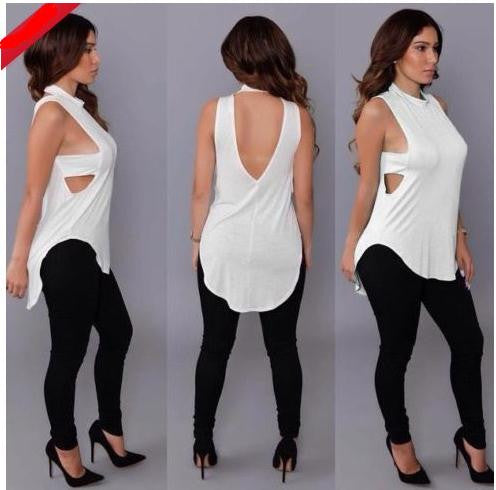 Backless Sleeveless High Neck Slim Sexy Blouse - Meet Yours Fashion - 5