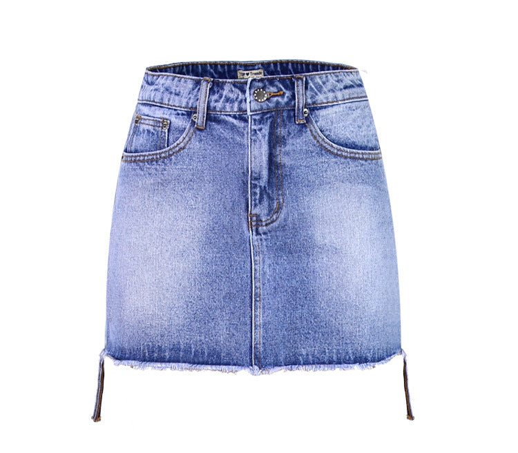 Zipper High Waist Packets Slim Short Denim Skirt