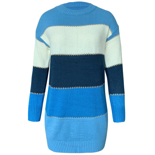 Knitted Colorblock Sweater Dress