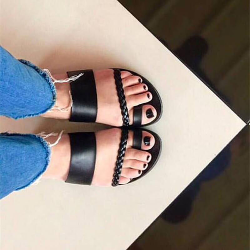 Summer Flat Leather Buckle Bunions Sandals