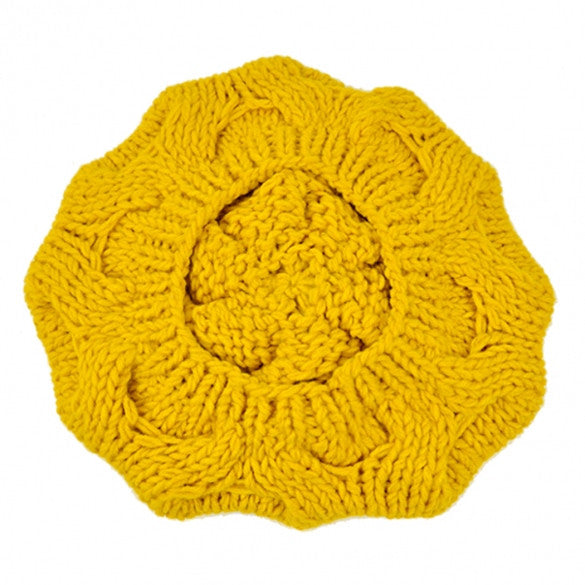 Women's Winter Warm Knit Wool Hat Beanie Crochet Warm Pumpkin Ball Cap