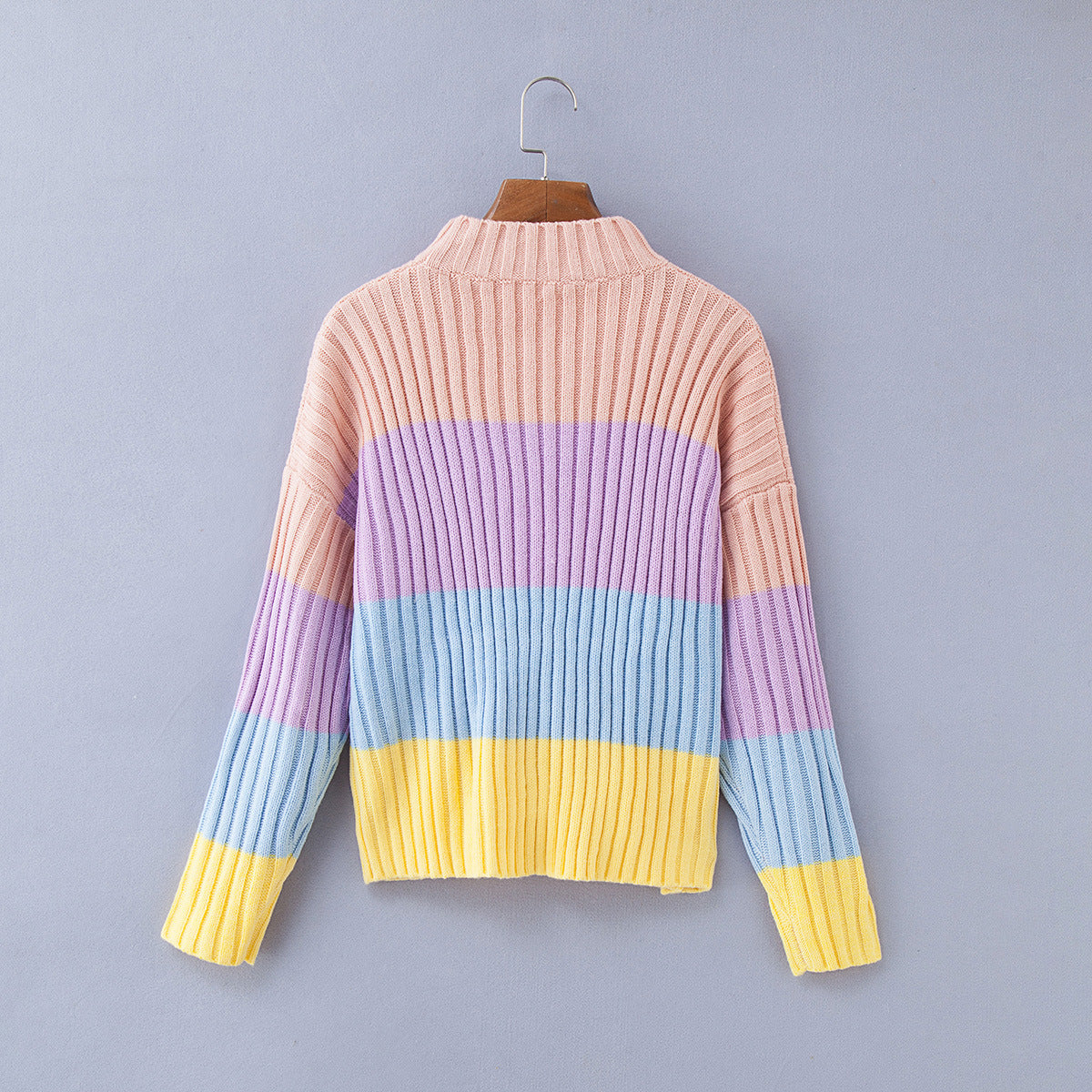 Color Block Patchwork Stripes Loose Pullover Sweater