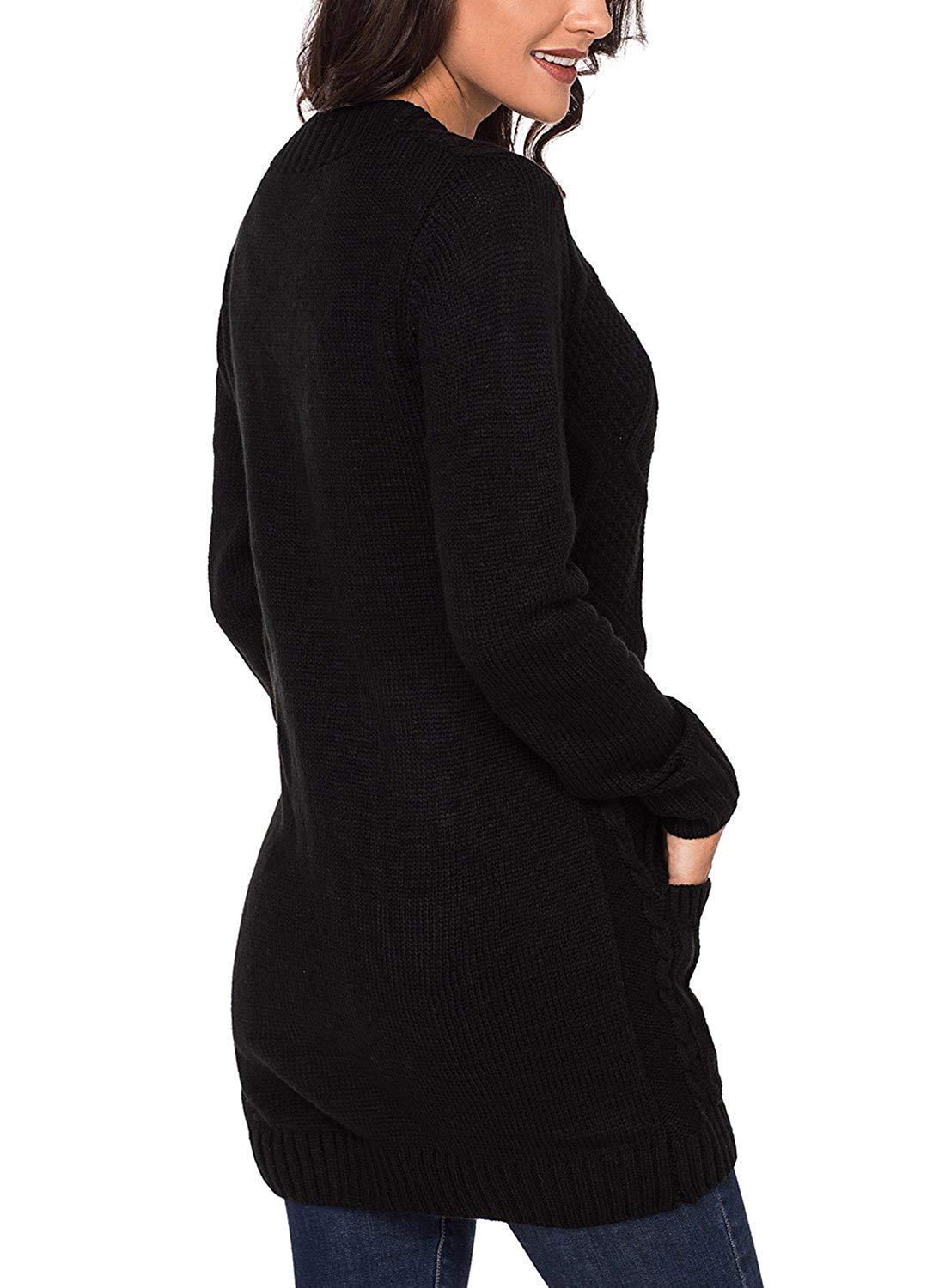2018 Autumn Style Deep V-neck Buttons Pockets Long Women Cardigan