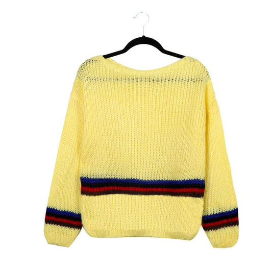 Crewneck Colorblock Lantern Sleeve Knit Sweater