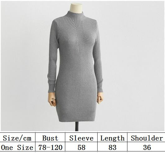 High Neck Bodycon Knitting Sweater Dress