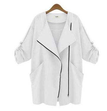 Fashion Lapel Long Sleeves Mid-length Zipper Coat - Meet Yours Fashion - 6