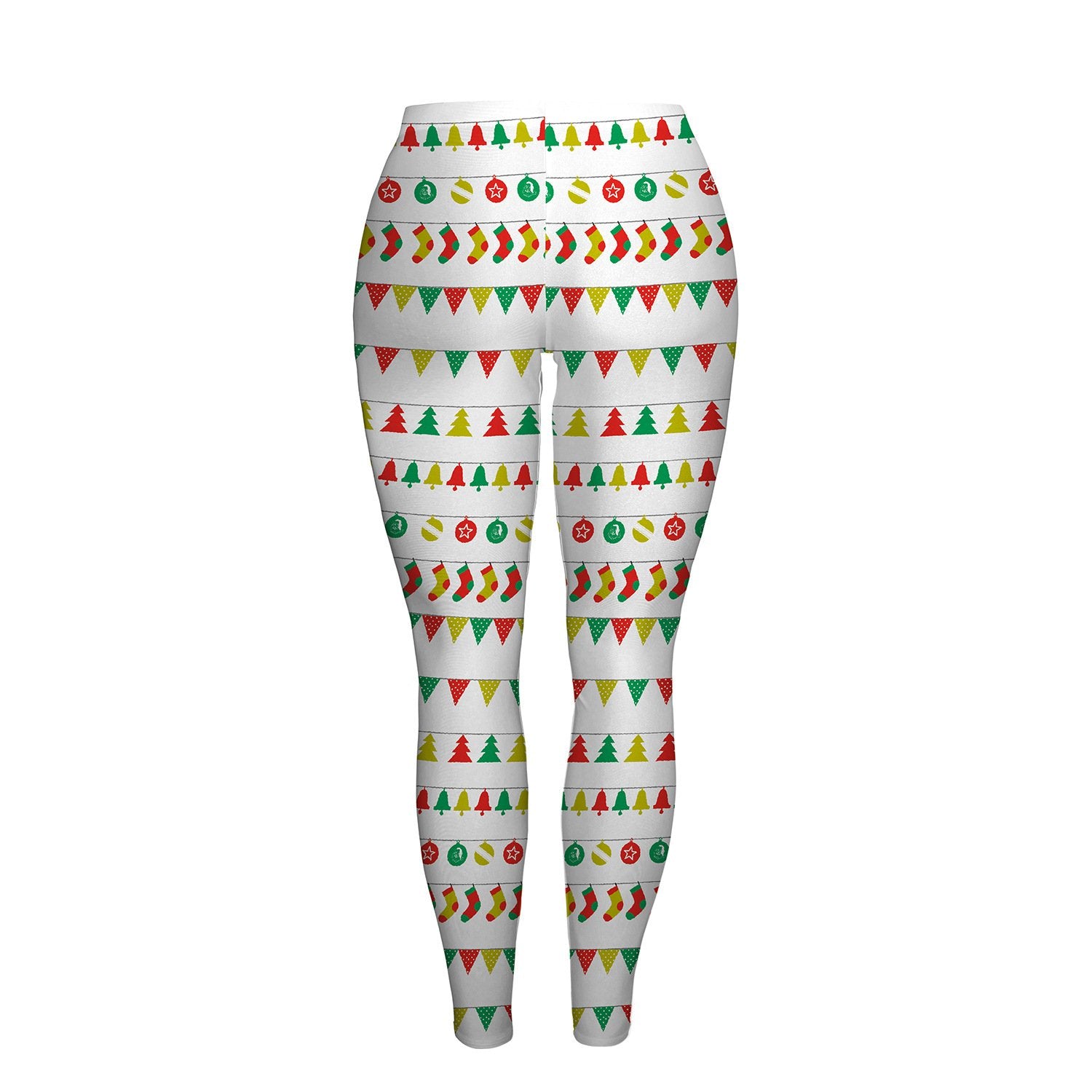 Colorful Print Elastic Waist Women Christmas Party Leggings Pants