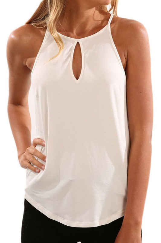 Clearance Pure Color Simple Spaghetti Straps Cut Out Tank Top