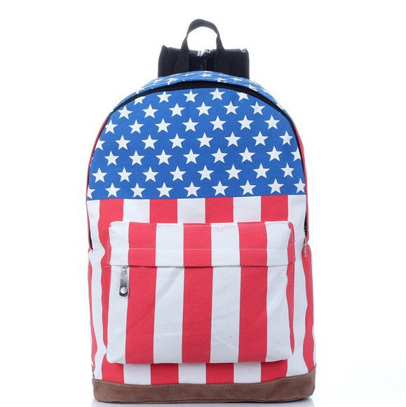National Flag Print Backpack Canvas Travel School Bag - Meet Yours Fashion - 1