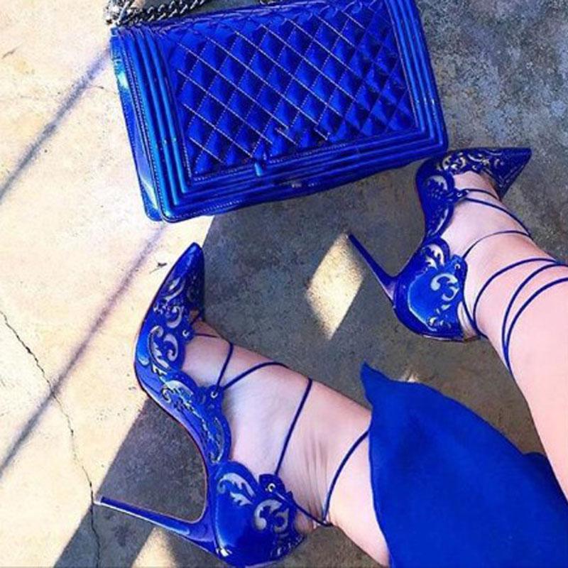 Leather Cutout Strap Pointed Toe Pumps