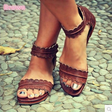Simpler Style Open Toe Ankle Wrap Flat Sandals