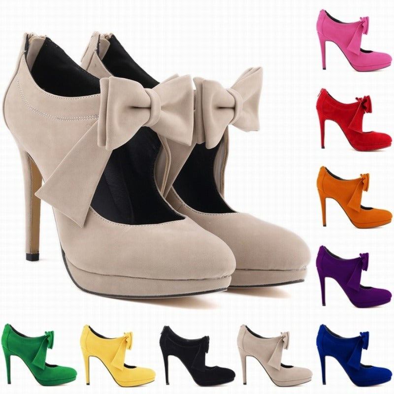 New Fashionable Round Toe Velvet Bow Women's Shoes