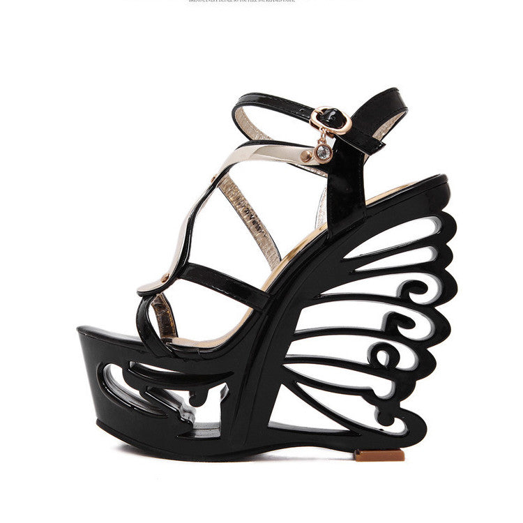 Sexy Hollow Out Platform High Wedge Sandals Club Shoes - MeetYoursFashion - 5