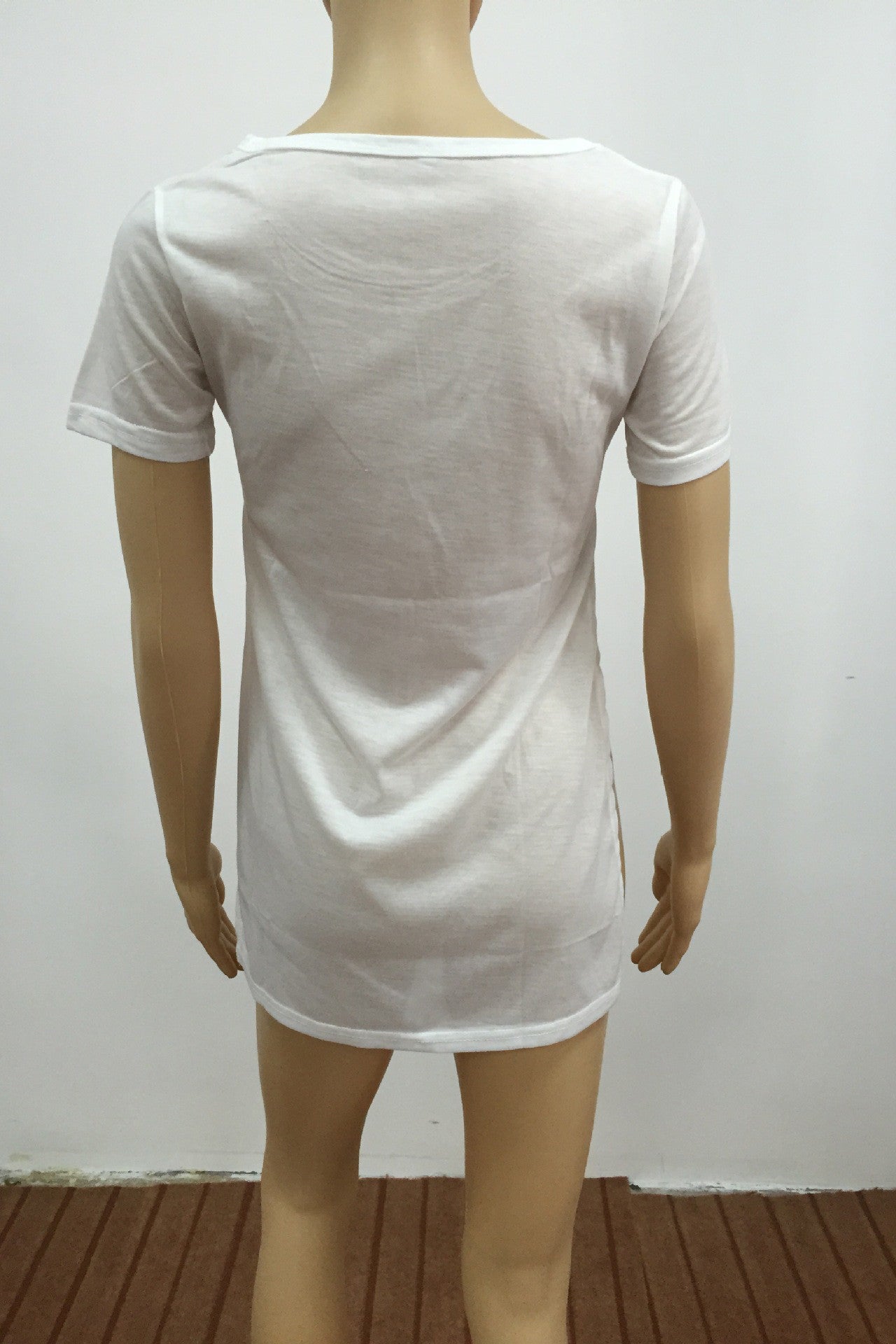 Scoop Pure Color Short Sleeves Split Long T-shirt